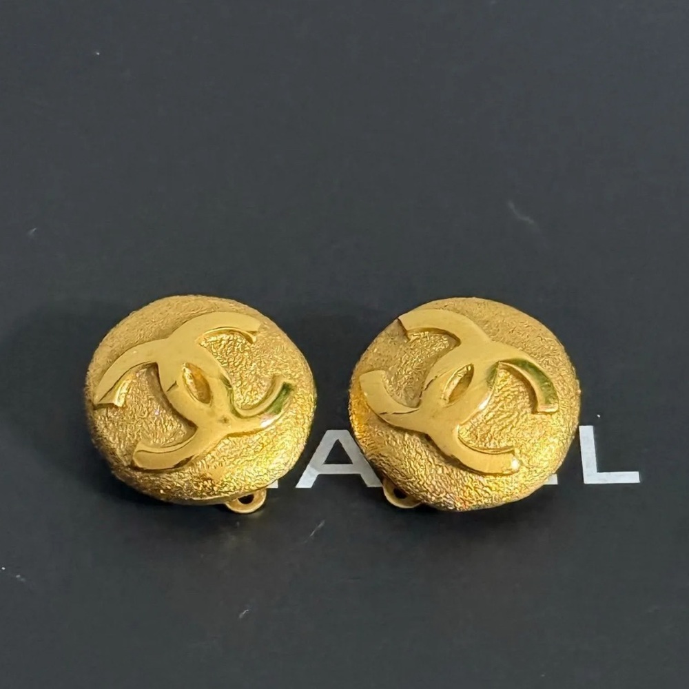 Chanel Gold Plated CC Clip on Earrings